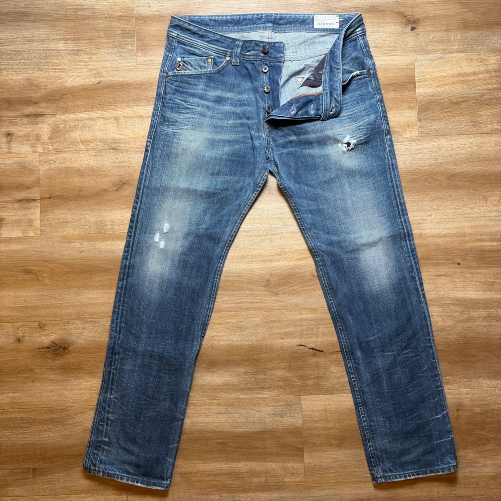 Diesel Darron Jeans Mens 33x30 Blue Slim Tapered Distressed Made in Italy 0880F